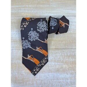 VTG Martin's Men's Silky Tie Art Nouveau Figural Brown Orange 4.25 x 56"